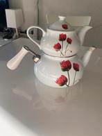 Theepot met bloemen, Antiek en Kunst, Antiek | Servies compleet, Ophalen of Verzenden