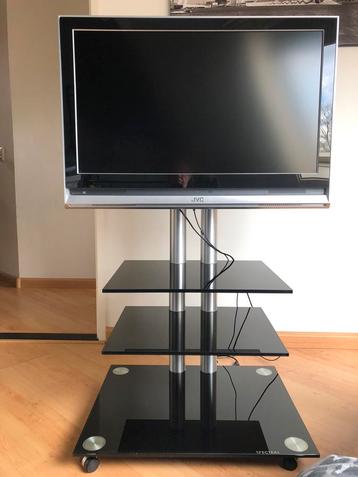 TV-meubel SPECTRAL, zwart glas/rvs, uitstekende staat! 