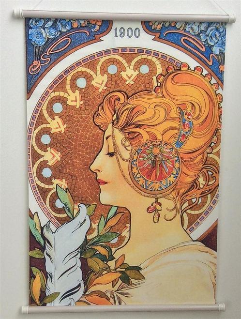 Poster hanger ALPHONSE MUCHA Jugendstil Dame 1900, Antiek en Kunst, Kunst | Tekeningen en Foto's, Verzenden