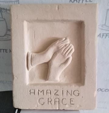 Wanddecoratie/Plaquette met biddende handen Amazing Grace  beschikbaar voor biedingen