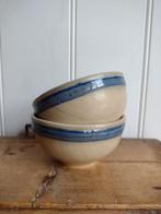 Vintage! 2x schaal keramiek beige blauw uit Frankrijk, Antiek en Kunst, Ophalen of Verzenden