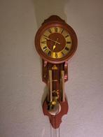 Houten Wandklok met Pendule, Ophalen, Gebruikt, Analoog, Wandklok