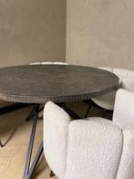 Ronde eettafel crocostructuur | zwart & goud, Rond, Nieuw, Ophalen of Verzenden, Vijf personen of meer