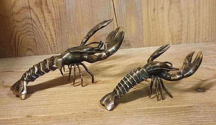 KREEFTEN / BRONS / KREEFT / 2 MATEN, Verzamelen, Dierenverzamelingen, Beeldje of Figuurtje, Ophalen of Verzenden