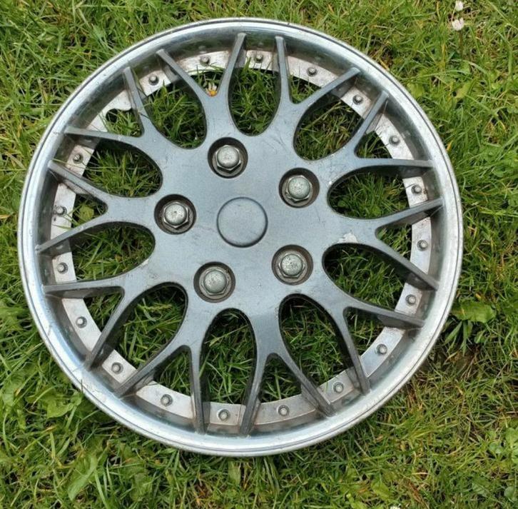WIELDOP,spaken,grijs,doorsnede 39,5 cm,14 inch,zwart, grijs, Auto diversen, Wieldoppen, Gebruikt, Ophalen of Verzenden