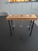 Vaasjes in houten houder voor droogbloemen, Huis en Inrichting, Ophalen, Gebruikt, Minder dan 50 cm