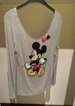 DISNEY • Mickey Mouse • Pailletten T-shirt met strik - L, Kleding | Dames, Grijs, Maat 42/44 (L), Ophalen of Verzenden, Lange mouw