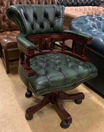 Prachtige Chesterfield Bureaustoel Groen. beschikbaar voor biedingen
