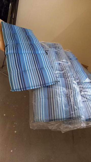 4 Tuinstoelkussens Blauw Gestreept - ZGAN beschikbaar voor biedingen