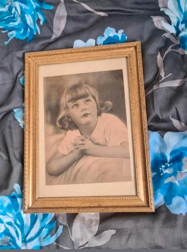 Oude foto in gouden lijst, Antiek en Kunst, Kunst | Tekeningen en Foto's, Ophalen