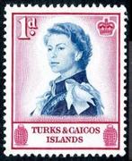Turks & Caicos 1957, Queen Elizabeth II, 1d, postfris., Postzegels en Munten, Postzegels | Thematische zegels, Koningshuis, Verzenden