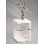 Bijzettafel 2 stuks  Lyman Hoogglans Wit, Huis en Inrichting, Vierkant, Zo goed als nieuw, Modern, Ophalen