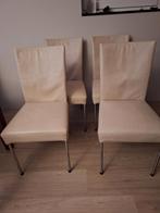 4 Crème Lederen Bert Plantagie Eetkamerstoelen, Ophalen