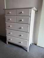 Leuke witte ladekast met mooie knoppen, Ophalen, Gebruikt, 5 laden of meer, 100 tot 150 cm