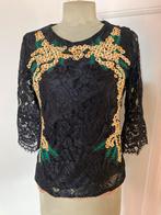 Mooie kanten top met mimosa borduursel, Kleding | Dames, Tops, Zwart, Ophalen of Verzenden, Zo goed als nieuw, Vintage