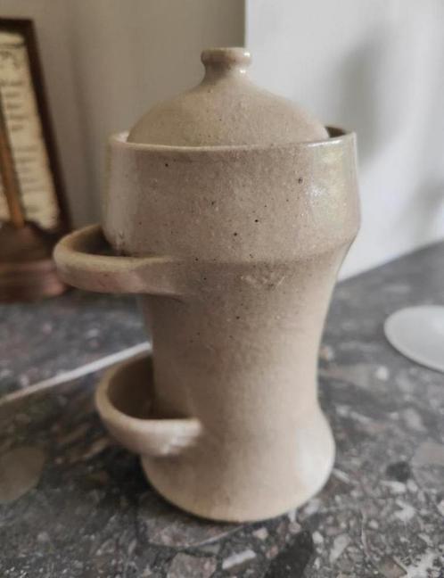 Vintage geglazuurd aardewerken olijven/augurkenpotje, 14 cm, Antiek en Kunst, Antiek | Keramiek en Aardewerk, Ophalen of Verzenden