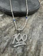 Zilveren ketting met 100 hanger, Ophalen of Verzenden, Nieuw, Goud, Goud