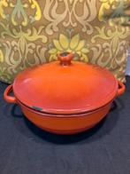 Vintage oranje emaille pannetje (020524), Ophalen of Verzenden, Gebruikt, Overige materialen