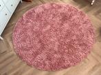 Rond hoogpolig vloerkleed roze, Huis en Inrichting, Ophalen, Gebruikt, Overige kleuren, Rond