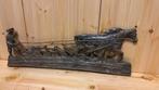 Antiek Wandornament Boer met Paarden Ploeg - Metalen Decorat, Antiek en Kunst, Ophalen