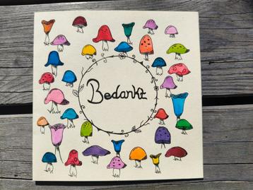 Handgemaakte paddenstoelen kaart 'bedankt' beschikbaar voor biedingen