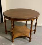 Antieke Salontafel / Bijzettafel met gedraaide poten, Huis en Inrichting, Tafels | Eettafels, 100 tot 150 cm, Rond, Tot twee personen
