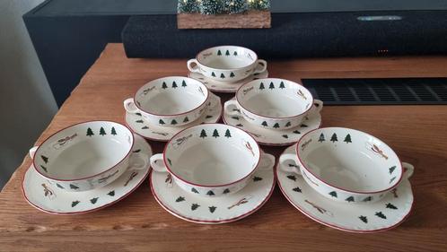 Masons mason christmas village soepkop soepkom en schotels, Huis en Inrichting, Keuken | Servies, Zo goed als nieuw, Wedgwood