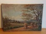 Jaap visser glooiend hollands landschap korenschoven, Antiek en Kunst, Ophalen