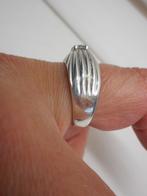 Zilveren unisex ring met steentje maat 17.75 nr.1266, Sieraden, Tassen en Uiterlijk, Ringen, Verzenden, Zo goed als nieuw, 17 tot 18
