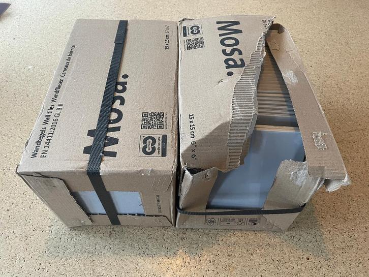 MOSA wandtegels 15x15 duivenblauw glanzend +/-1,5 M2, Doe-het-zelf en Verbouw, Tegels, Nieuw, Wandtegels, Keramiek, Minder dan 20 cm