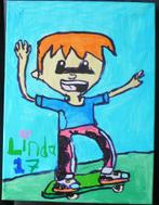 schilderij op doek simon op skateboard 17, Antiek en Kunst, Ophalen of Verzenden