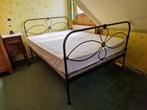 Antiek Victoriaans zwart Engels bedden frame, 195 x 140cm, Ophalen