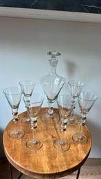 Vintage likeurset karaf plus zes glazen, Antiek en Kunst, Antiek | Glas en Kristal, Ophalen of Verzenden
