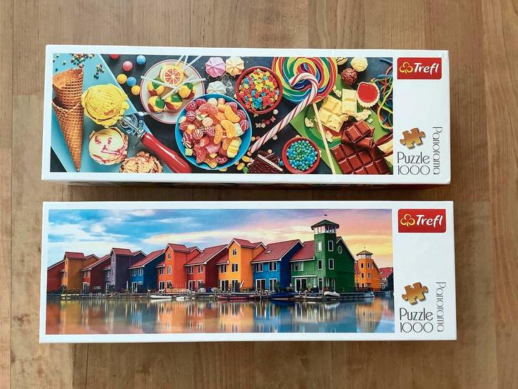 2 Panorama Puzzels Trefl 1000 stukjes. €7,00 per stuk., Hobby en Vrije tijd, Denksport en Puzzels, Zo goed als nieuw, 500 t/m 1500 stukjes