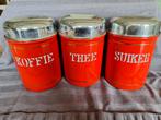 Koffie, thee en suikerbussen rood, Antiek en Kunst, Antiek | Emaille, Ophalen of Verzenden