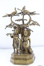 Groot standbeeld Krishna en Radha - Brons - India, Verzamelen, Religie, Boeddhisme, Zo goed als nieuw, Ophalen