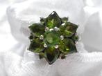 Mooie Zilveren Ring met Peridot - Bloem 2, Verzenden, Zilver, Ring, Met edelsteen