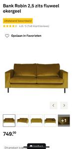 Bank 2,5 zits fluweel okergeel Woood, Ophalen, 150 tot 200 cm, Tweepersoons, 75 tot 100 cm