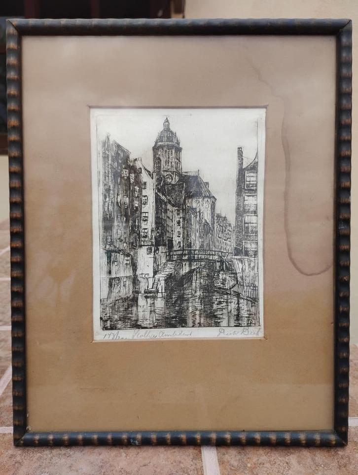 Oude litho Amsterdam, Antiek en Kunst, Kunst | Litho's en Zeefdrukken, Ophalen