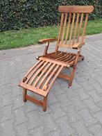Schou teakhouten deckchair, inklapbaar, Ophalen, Gebruikt, Teakhout, Verstelbaar