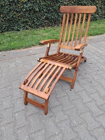 Schou teakhouten deckchair, inklapbaar beschikbaar voor biedingen