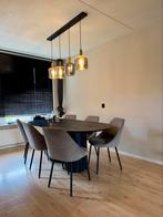 T.e.a.b MOET WEG - 6 stoelen + ovale eettafel, Ophalen, Zwart, Zo goed als nieuw, Stof