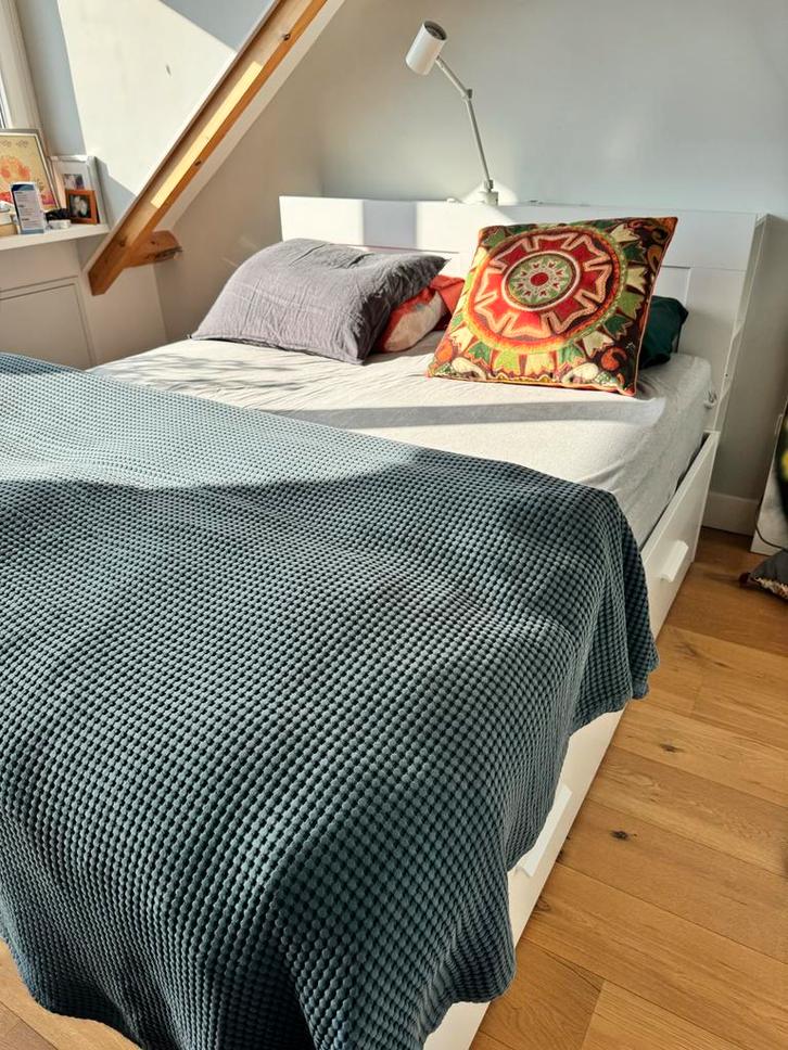IKEA Brimnes Bed 160x200 (zonder lattenbodem/matras), Huis en Inrichting, Slaapkamer | Bedden, Gebruikt, Tweepersoons, 160 cm