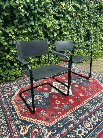 2X Zwarte Sledestoelen Mart Stam & Marcel Breuer 1980S beschikbaar voor biedingen