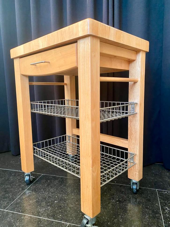 Massief beuken houten keukentrolley bieden vanaf 300 euro, Huis en Inrichting, Keuken | Keukenbenodigdheden, Nieuw, Ophalen