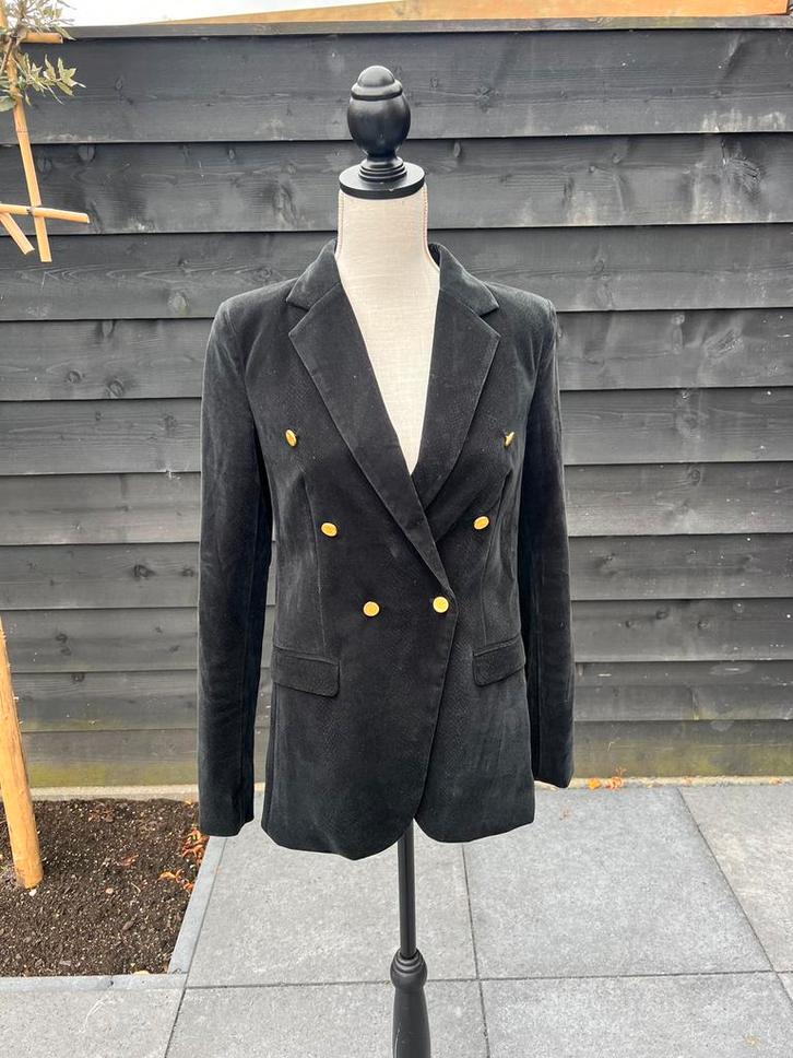 Velvet Blazer - Maat M, Kleding | Dames, Jasjes, Kostuums en Pakken, Zo goed als nieuw, Jasje, Maat 38/40 (M), Zwart, Ophalen of Verzenden