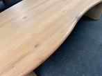 Tafel organische vorm massief eikenhout 250x110, Ophalen, 100 tot 150 cm, Eikenhout, Vijf personen of meer