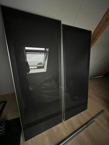 Schuifdeur, set van 2, zwart melkglas/donkergrijs, 150x201 beschikbaar voor biedingen