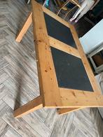 Robuuste Eettafel met Natuursteen Inleg, Huis en Inrichting, Tafels | Eettafels, Ophalen, Gebruikt, 100 tot 150 cm, Vijf personen of meer