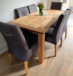 Eettafel 90* 160  met 6 stoelen, Ophalen of Verzenden, Zo goed als nieuw, 4 tot 6 stoelen